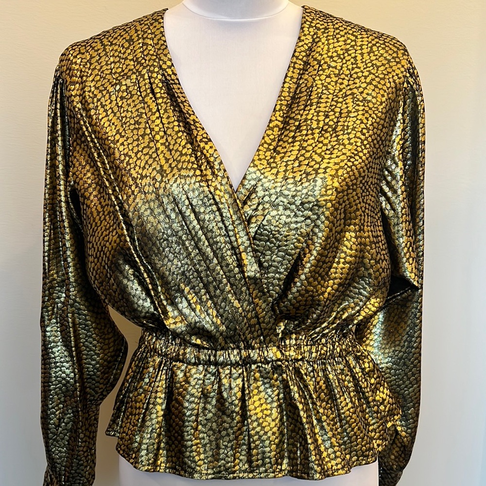Fabulous Joie Metallic Gold & Black Blouse - M